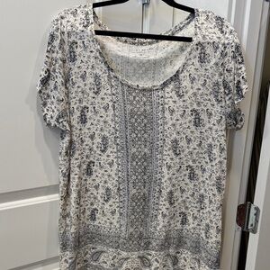 Lucky Brand Black and White Paisley Blouse